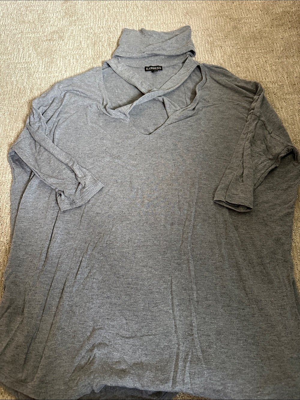 Express Gray Twist Neck Relaxed Top